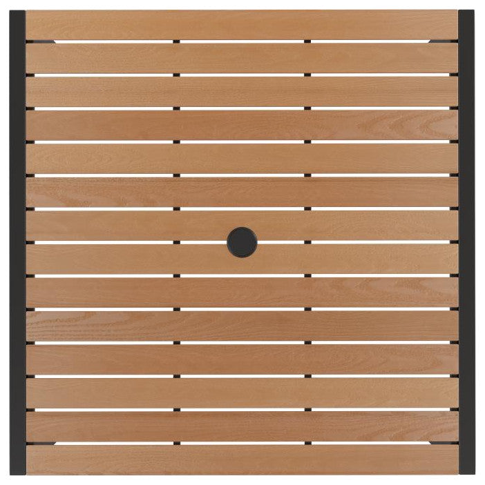 Lark 7 Pc Patio Table Set,4 Stackable Chairs,35" Square Table & Umbrella w/Base,