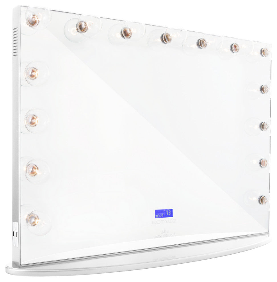 Hollywood Glow Pro Vanity Mirror, Glossy White, Frosted Bulb, Bluetooth