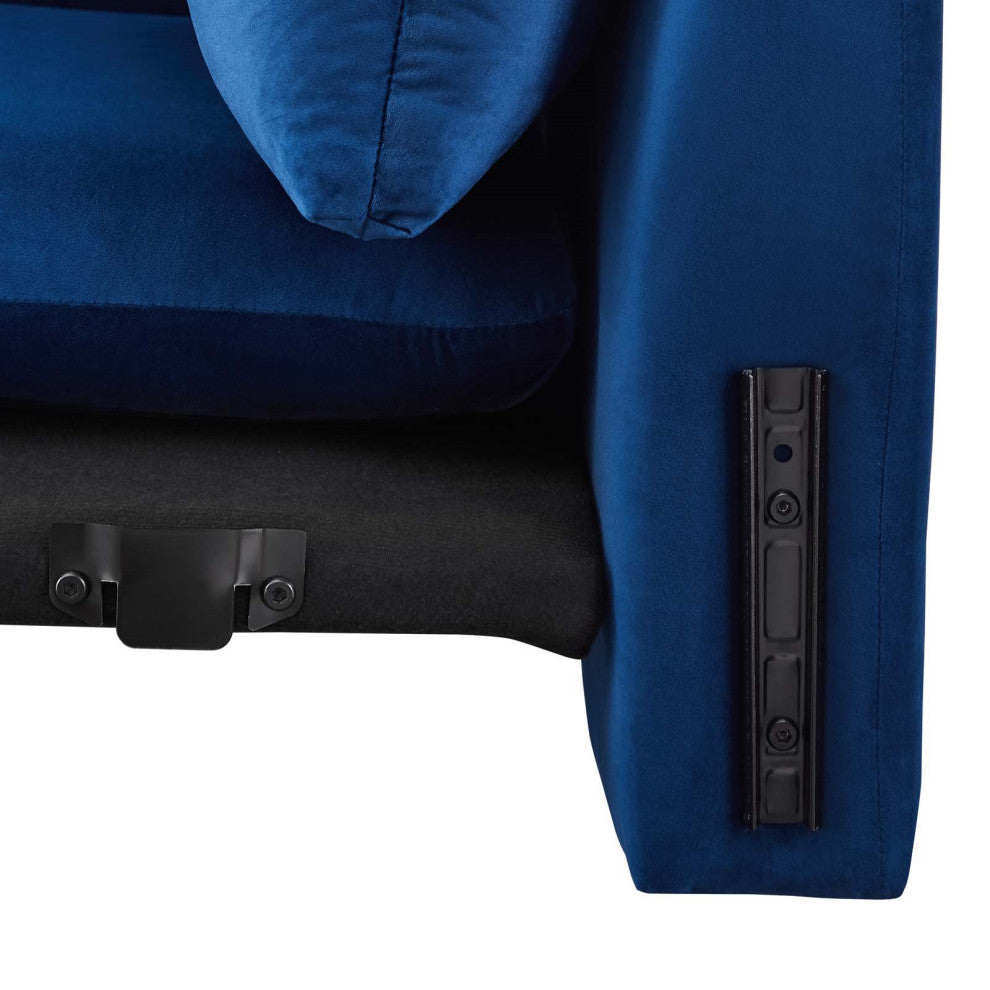 Armchair Accent Chair, Velvet, Blue Navy, Modern, Living Lounge Hospitality