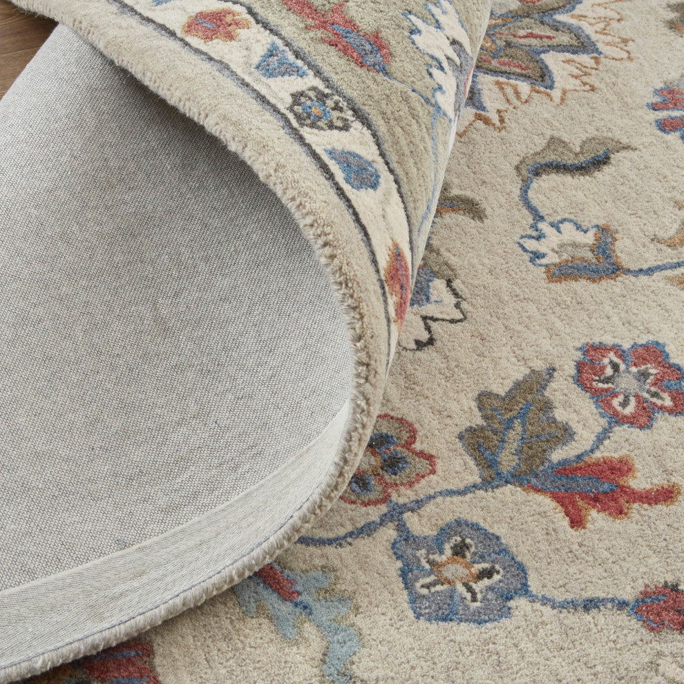 Weave & Wander Mattias Persian Rug, Stone Gray/Red/Blue, 5' X 8'