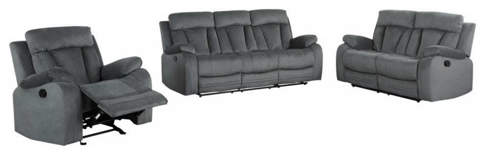 120" Modern Gray Fabric Sofa Set