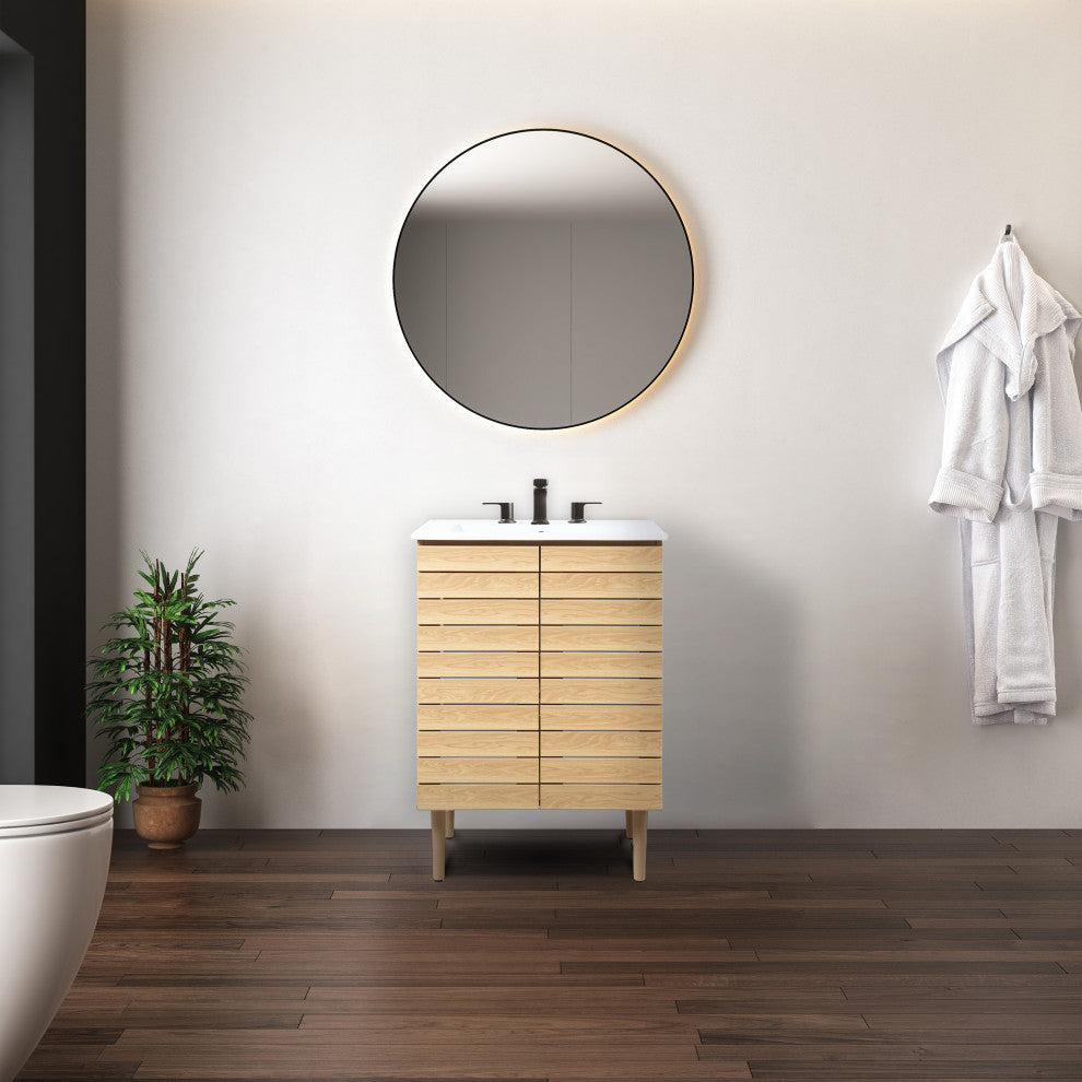 24" Modern Farmhouse 2-Shelf Bath Vanity Cabinet Only (Sink Basin not Included)