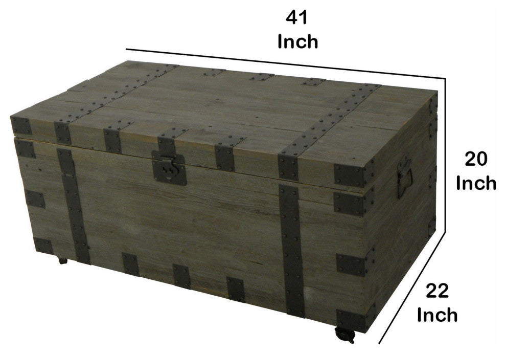Benzara BM288100 41" Trunk Accent Coffee Table With Storage, Green, Black