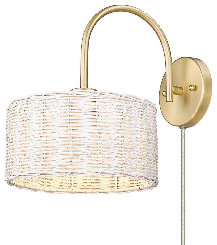 Golden Lighting 1084-1W WW Erma 12" Tall Hardwired or Plug-In - Brushed