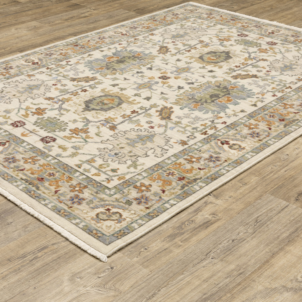 Leoness Oriental Indoor Area Rug, Ivory, 6'7" X 9'6"