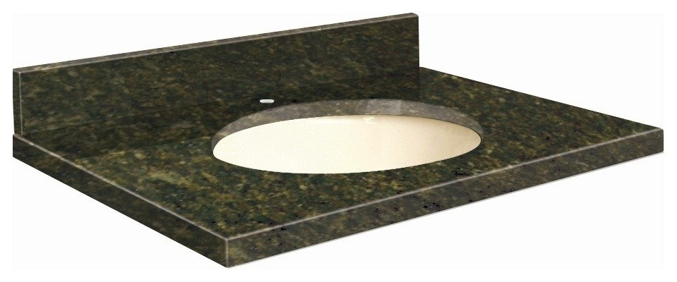 Granite 49"x22" Vanity Top, Single Faucet Hole, Uba Verde, Biscuit Bowl