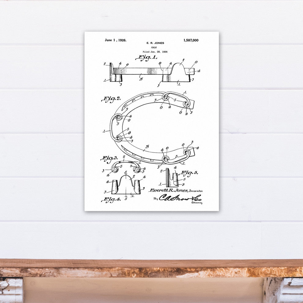 Vintage Horseshoe Patent 18"x24" Print on Canvas