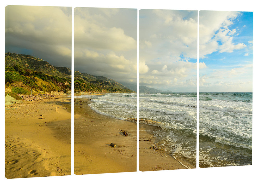 "Waves Meet Sand" Canvas Print, 4 Panels