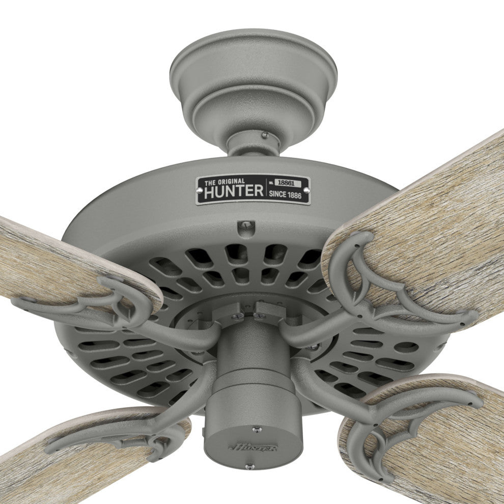 Hunter 52" Hunter Original Matte Silver Damp Rated Ceiling Fan and Pull Chain
