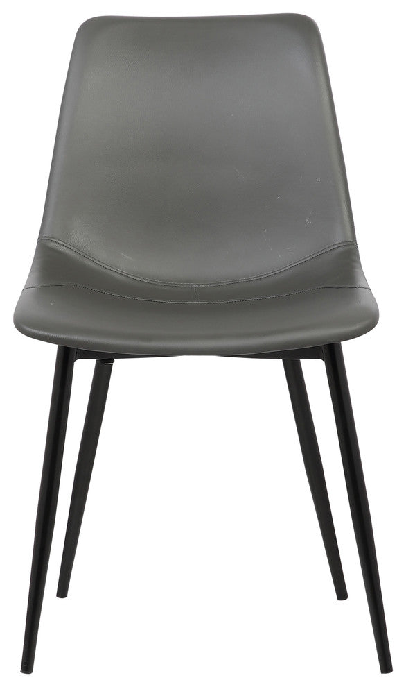 Jonas Dining Chair, Black Faux Leather With Black Powder Coated Legs