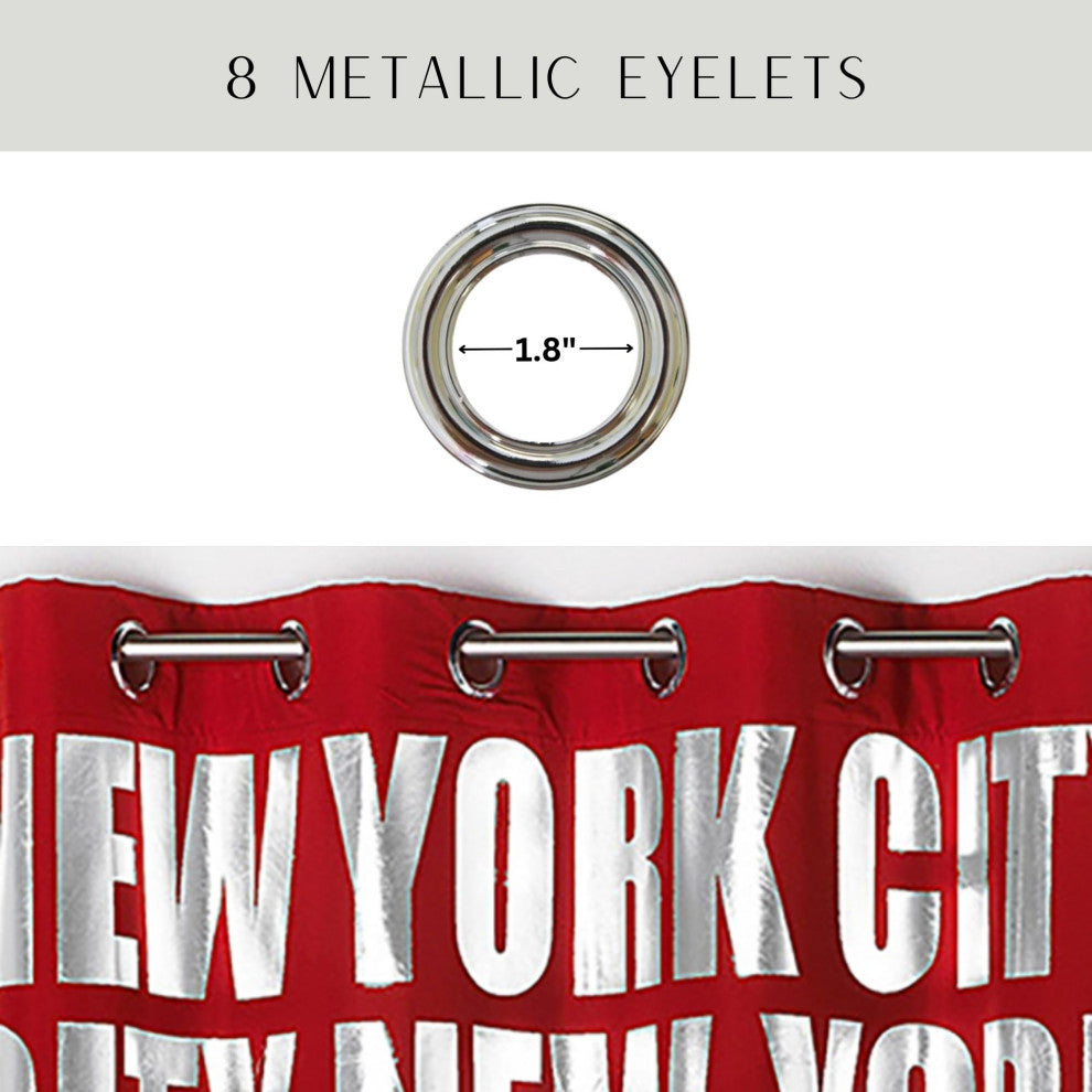 New York City Blackout Curtain Panel, Room Darkening Drapery, 102x55 Inch, Red, 1 Panel
