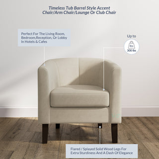 Modern Club Chair Barrel Design, Beige