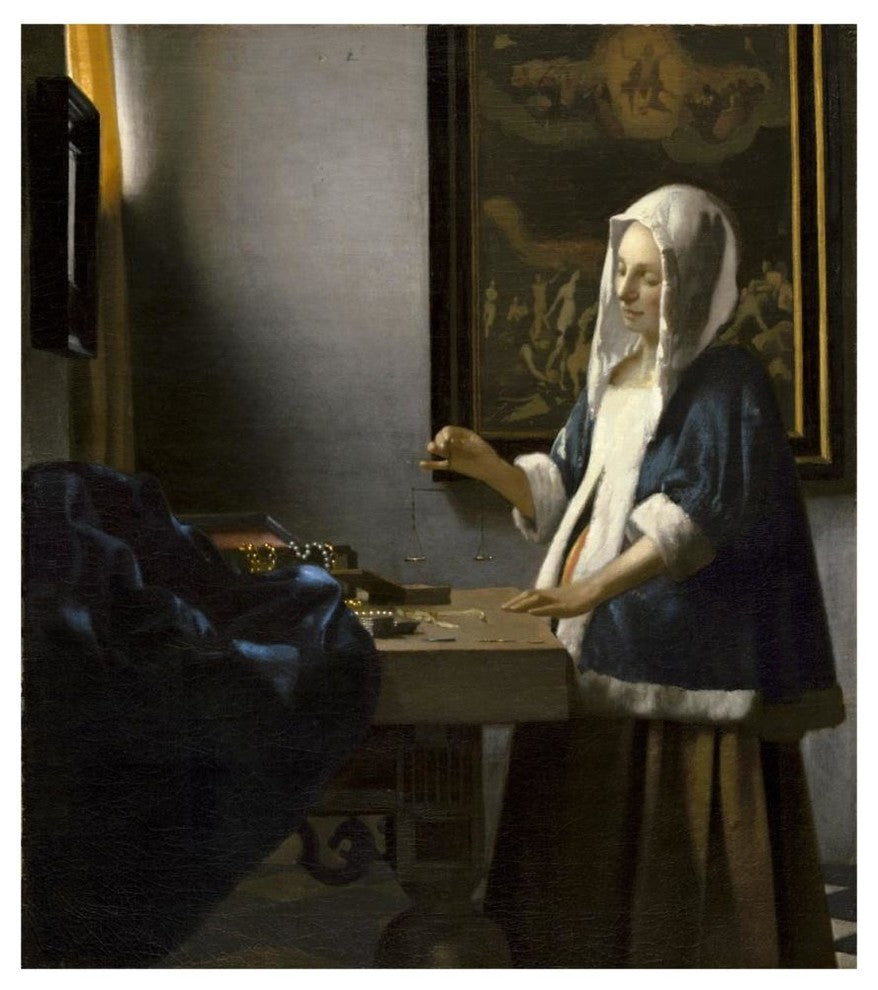 "Woman Holding a Balance" Digital Paper Print by Johannes Vermeer, 41"x46"