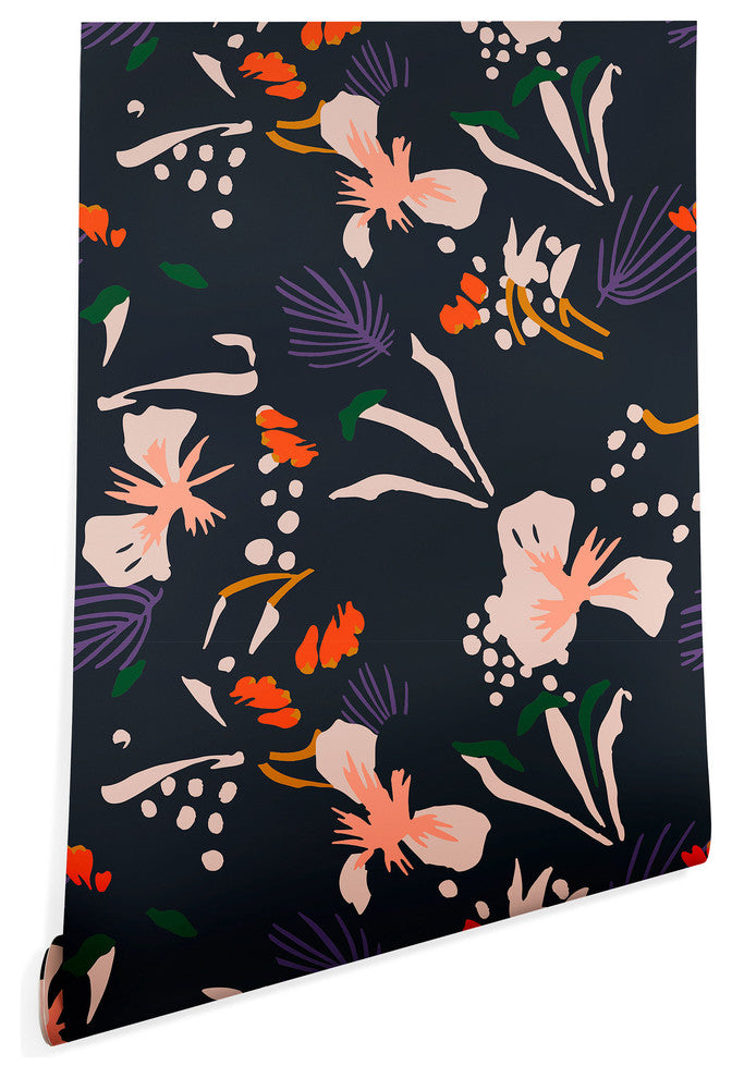 Deny Designs Holli Zollinger Anthology Garden Black Wallpaper, Black, 2'x8'