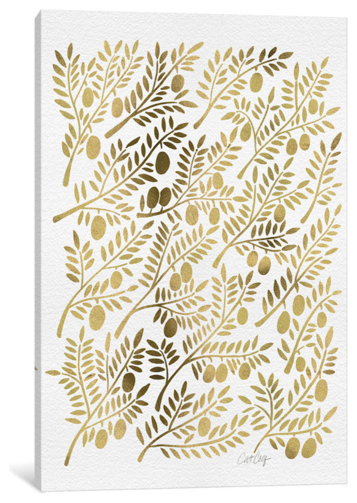 "Gold Olive Branches Artprint" by Cat Coquillette, 26x18x1.5