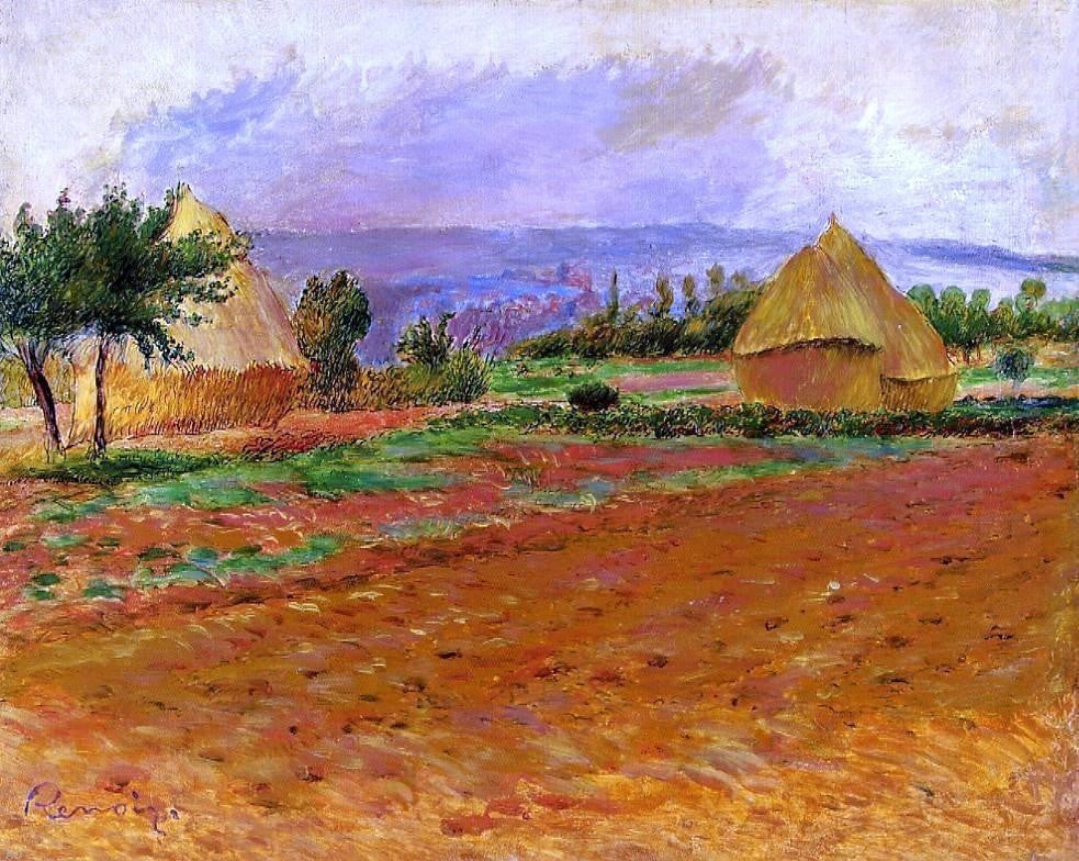 Pierre Auguste Renoir Field and Haystacks Wall Decal