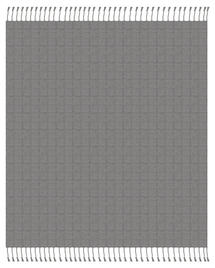 Gray Woven Cotton Solid Color Throw Blanket