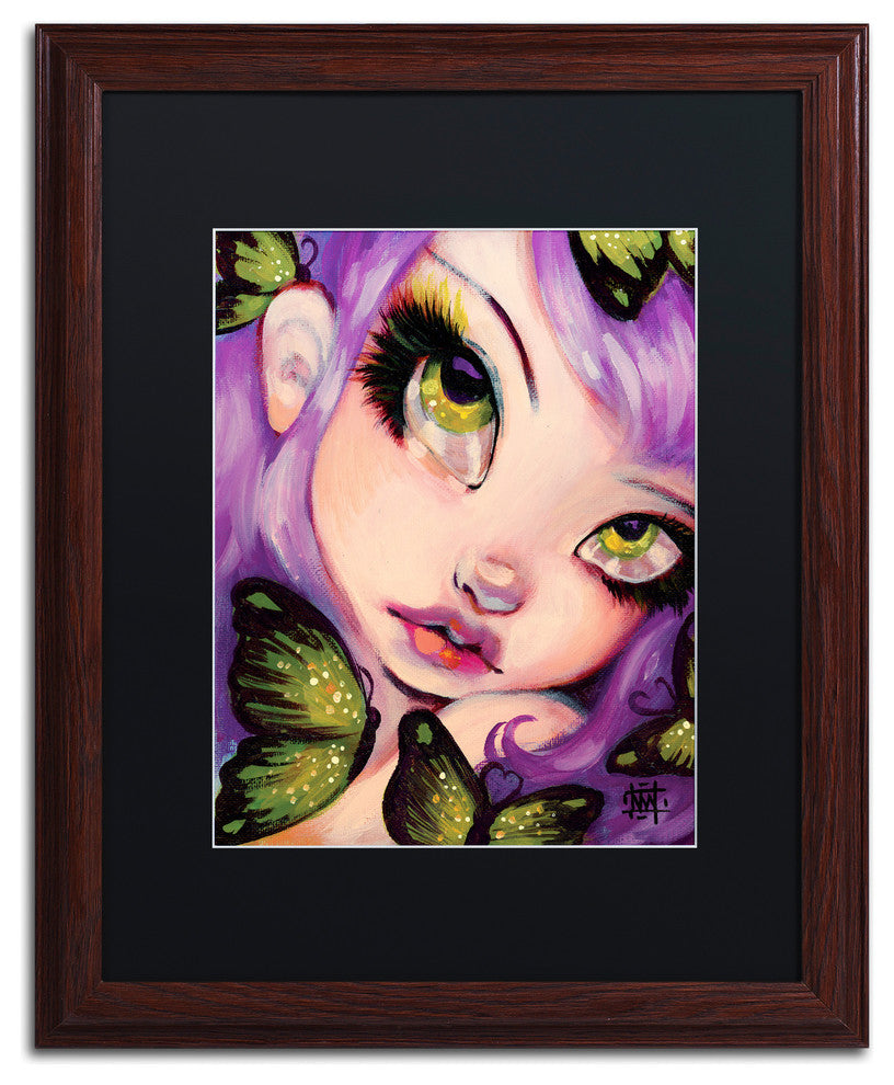 Natasha Wescoat 'Green Eyed Violet' Art, Wood Frame, Black Mat, 16x20