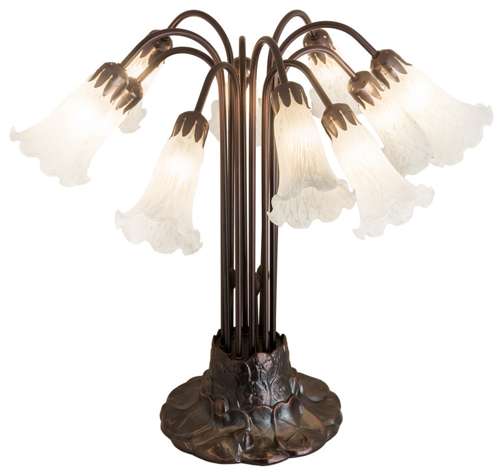 Meyda Lighting 14391 22"H White Pond Lily 10 LT Table Lamp