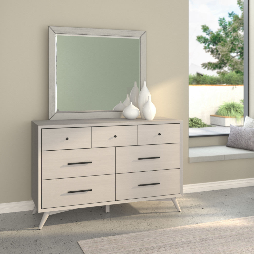 Flynn Mid Century Modern Mirror, Gray