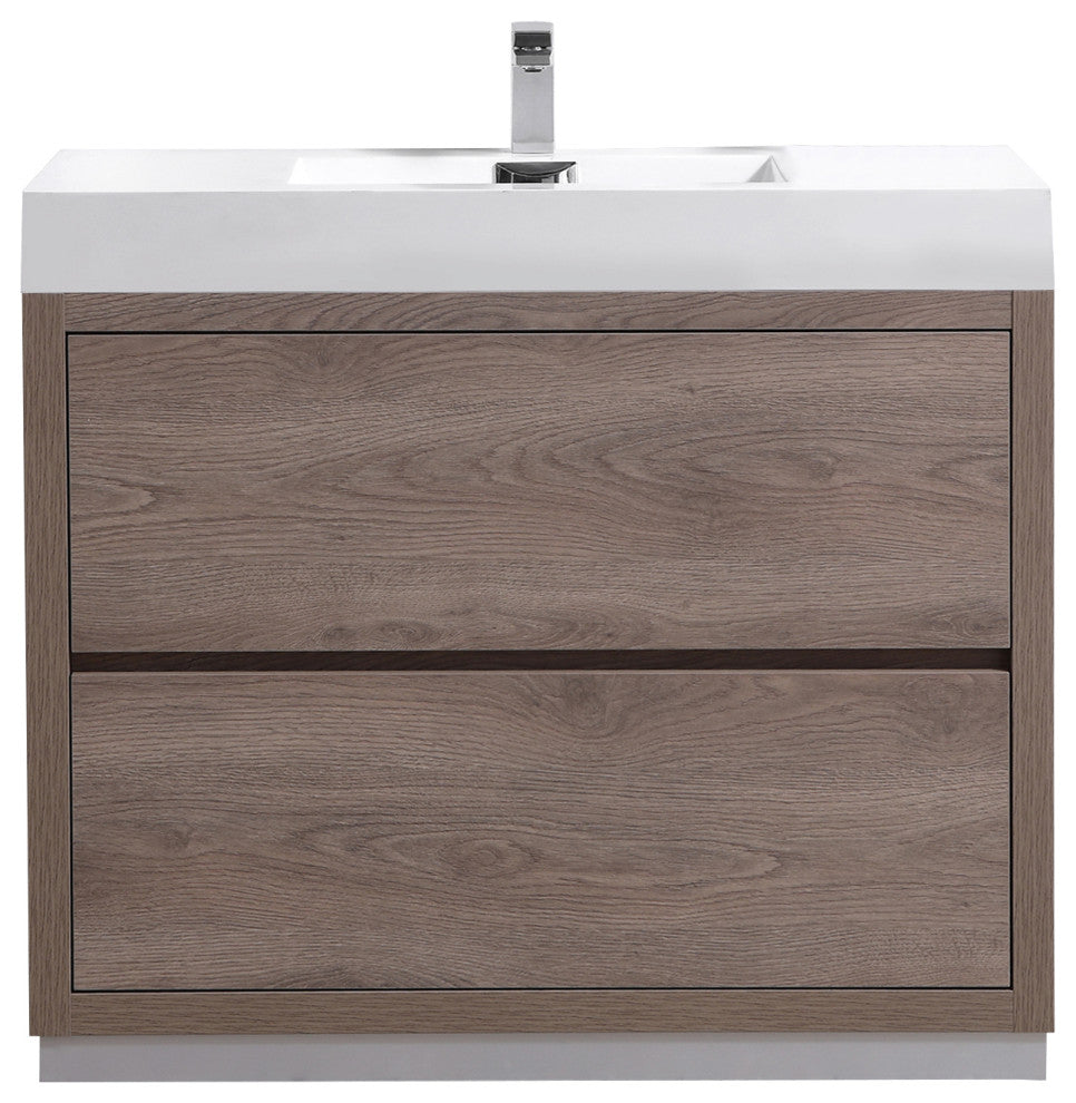 Bliss 40" Free Standing Bathroom Vanity, Butternut