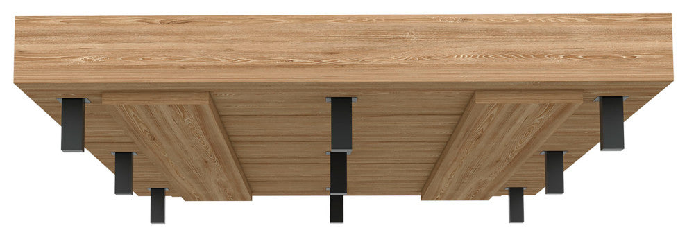 Ethereal Twin Bed Base with Headboard, Pine