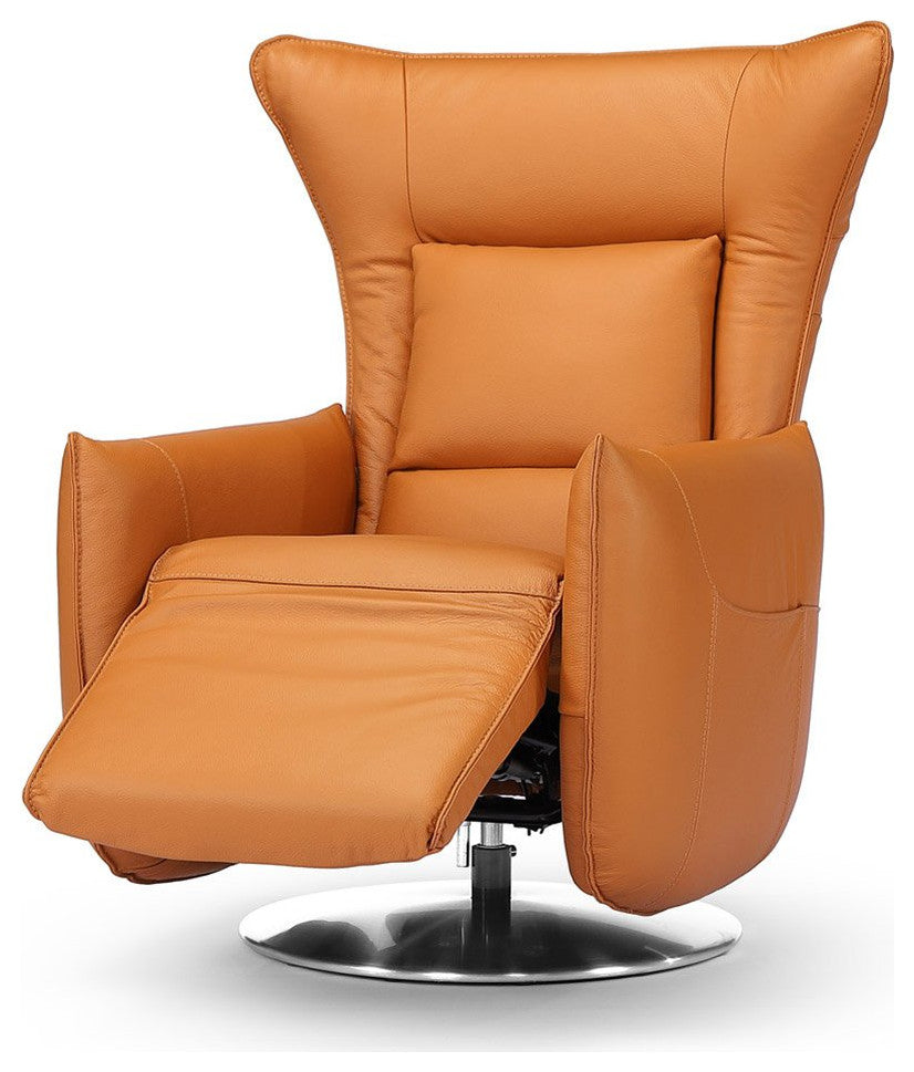 Hyland Reclining Chair with Swivel Base and Top Grain Leather
