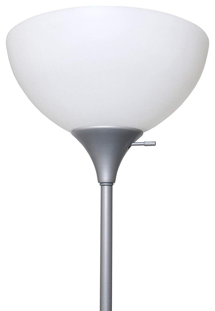 Simple Designs Floor Lamp With Reading Light, Silver