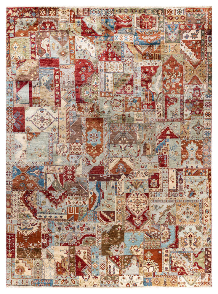 Patchwork One-of-a-Kind Hand-Knotted Area Rug - Multi, 9' 0" x 12' 0"