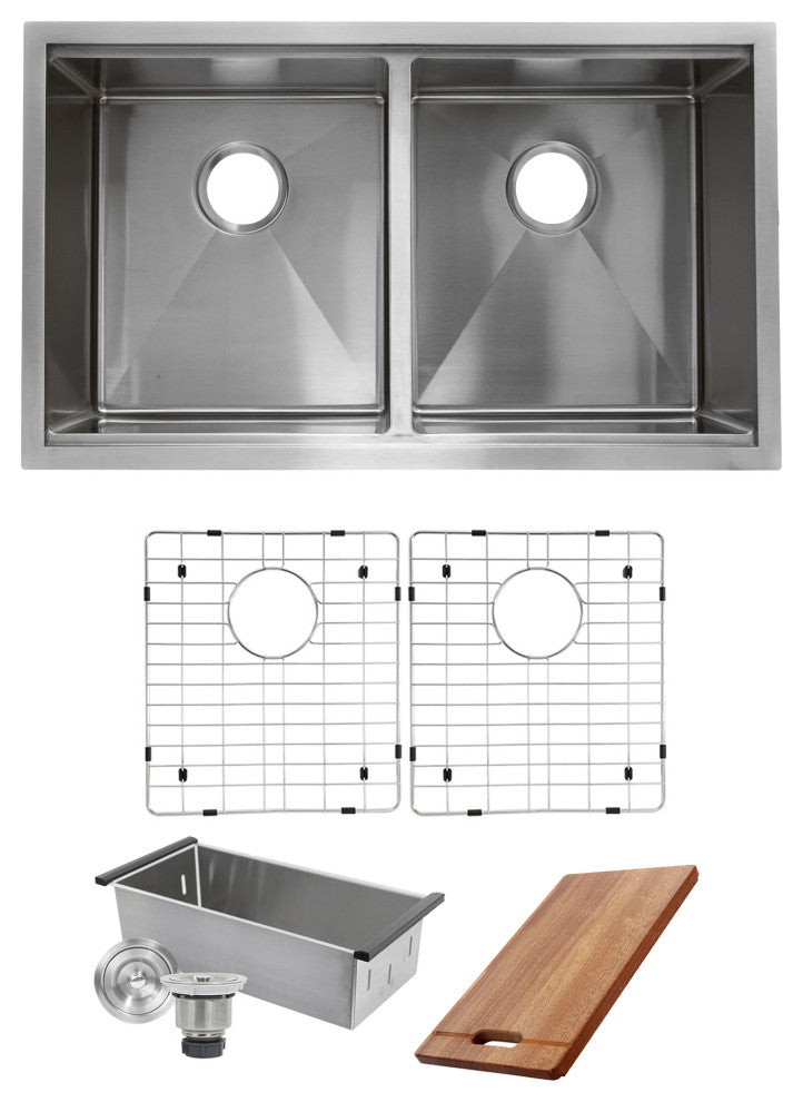 Nantucket Sinks SR-PS-3219-DE-16 Double Prep Station Stainless Steel Sink