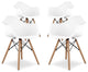 Aron Living Pyramid 17.5" Plastic and Beech Wood Armchairs in White (Set of 4)