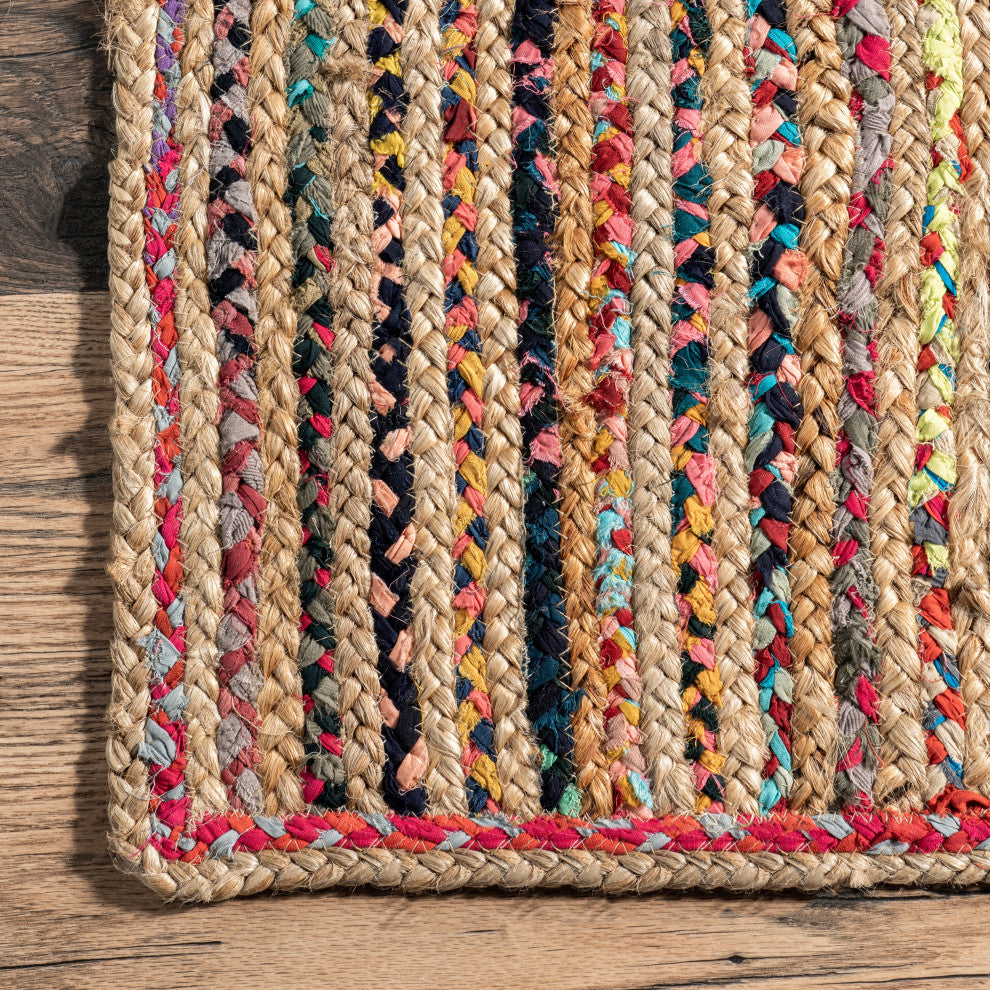 Nuloom Braided Tropical Spectrum Jute Area Rug, Multicolor 5'x8'