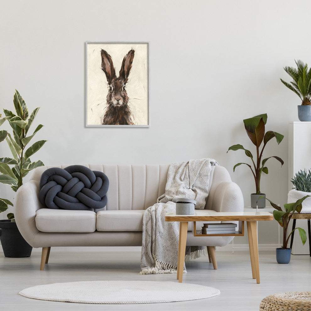 Brown European Rabbit Hare Portrait Painting, 24 x 30