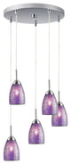 Venezia Mini Pendant, Satin Nickel, Mosaic Purple, 5-Light, 14"D