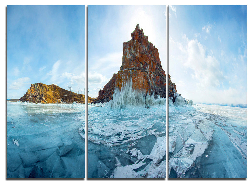 "Ice and Rocks of Lake Baikal" Metal Wall Art, 3 Panels, 36"x28"