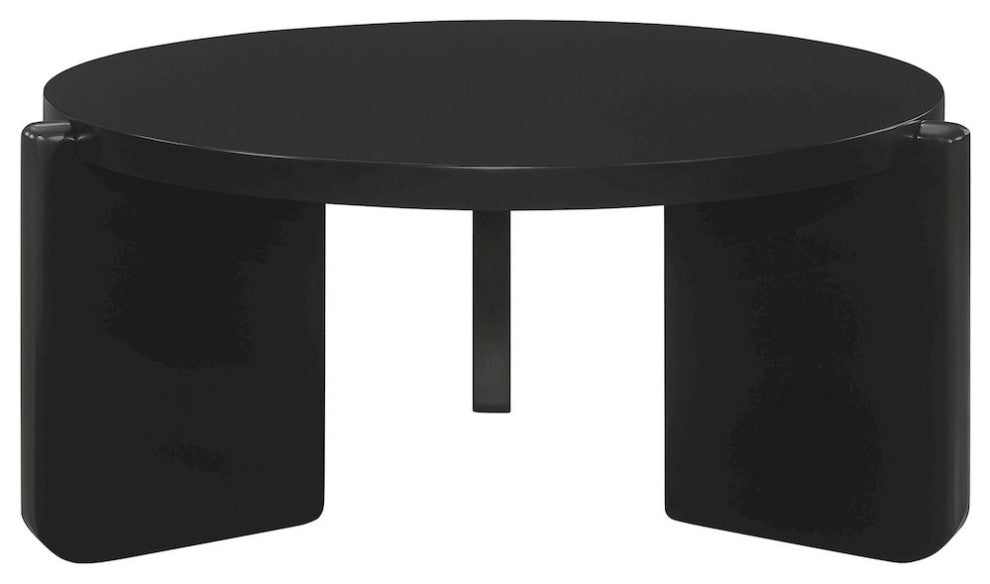 Cordova Round Solid Wood Coffee Table Black