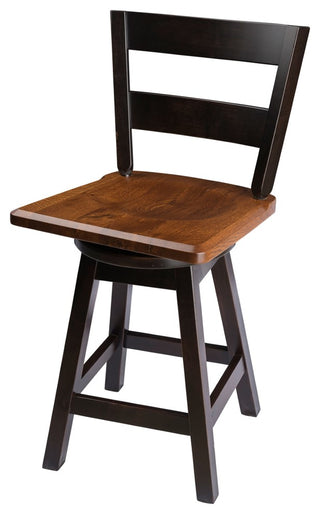 Swivel Bar Stool, Oak With Straight Back, 2-Tone, Bar Height, 30"