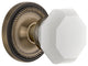 Rope Rosette Double Dummy Waldorf White Milk Glass Knob, Antique Brass