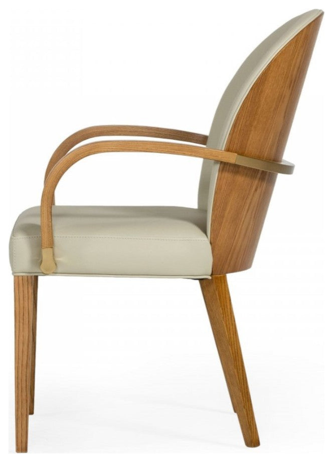 Modrest Rexford Modern Taupe and Walnut Dining Armchair