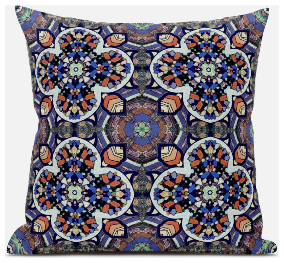 16" Gray Blue Cloverleaf Boho Suede Throw Pillow