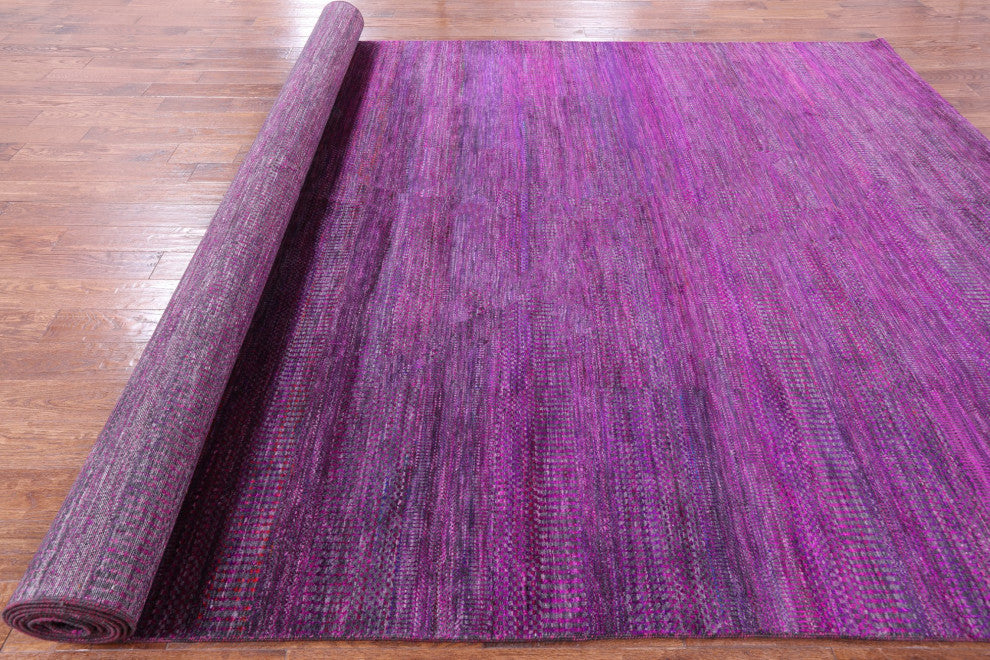 8' 11" X 18' 3" Super Savannah Gabbeh Handmade Wool and Silk Rug Q6868