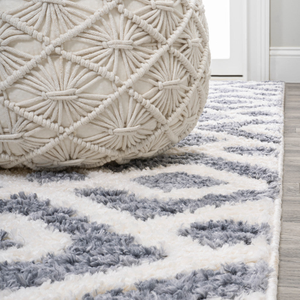 Astrid Retro Trellis High-Low Cream/Gray 3'x5' Area Rug