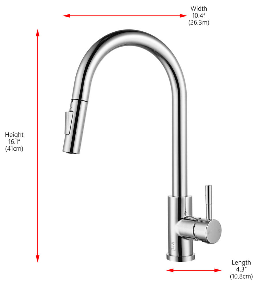 Elegant Lighting FAK-302 Jack 1.8 GPM 1 Hole Pull Down Kitchen - Brushed Gold