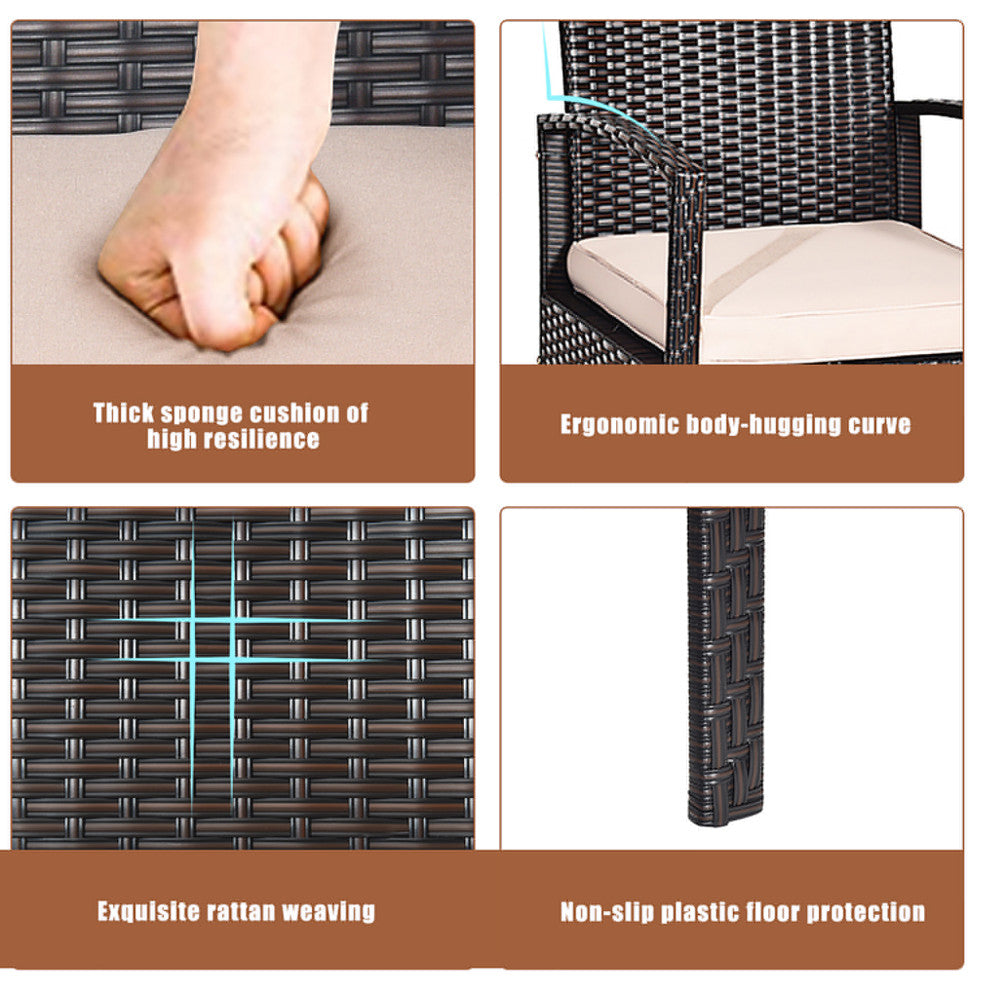 Goplus 4 PCS Outdoor Garden Black Rattan Wicker Sofa Set Furniture Cushioned