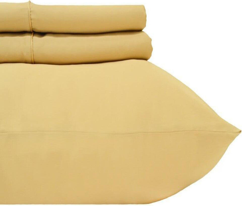 Queen Size 600 Thread Count 100% Cotton Sheet Sets Solid (Gold)