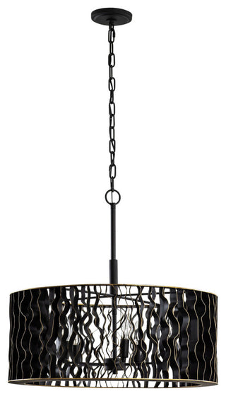 Estela 5-Lt Pendant - Matte Black/French Gold