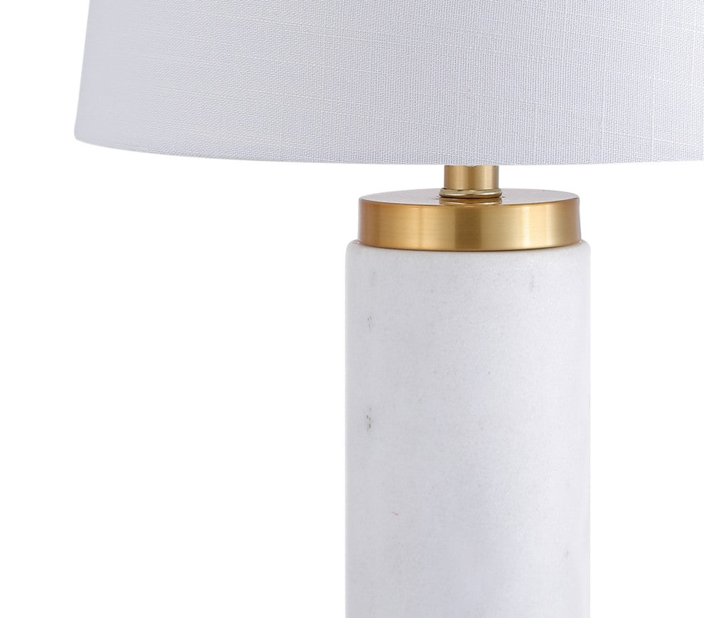 Adams 23" Marble Table Lamp, White and Brass