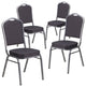 4 Pack Dining Chair, Cushion Seat & Back, Black Patterned Fabric/Silver Vein