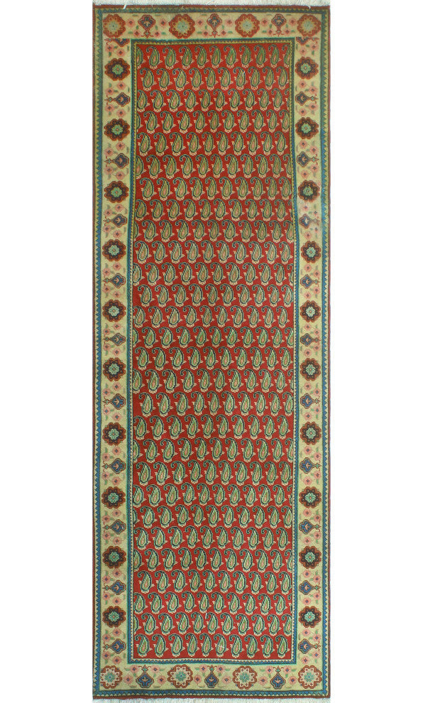 Fine Vintage Distressed Ashley Red/Beige Runner, 3'3x9'8