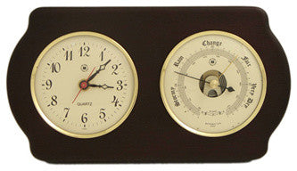 Brass Quartz Clock and Precision Barometer on Ash
